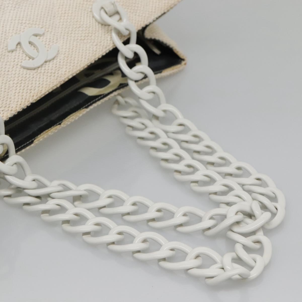 CHANEL Matelasse Chain Shoulder Bag Straw White Gold CC Auth 142166 - Jerrillo image 7