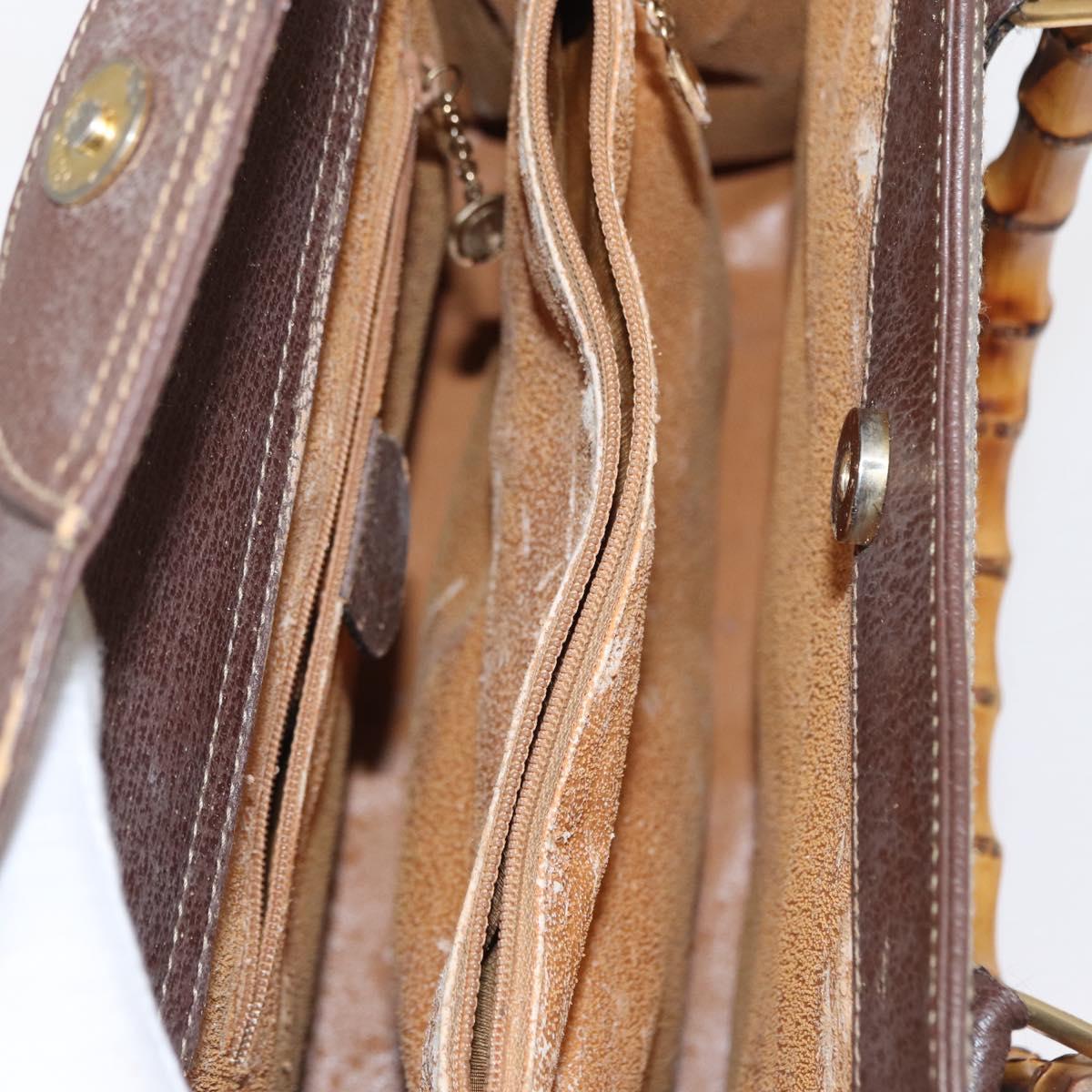 GUCCI Bamboo Tote Bag Leather Brown Gold 002 2853 0260 0 Auth 153064 - Jerrillo image 10