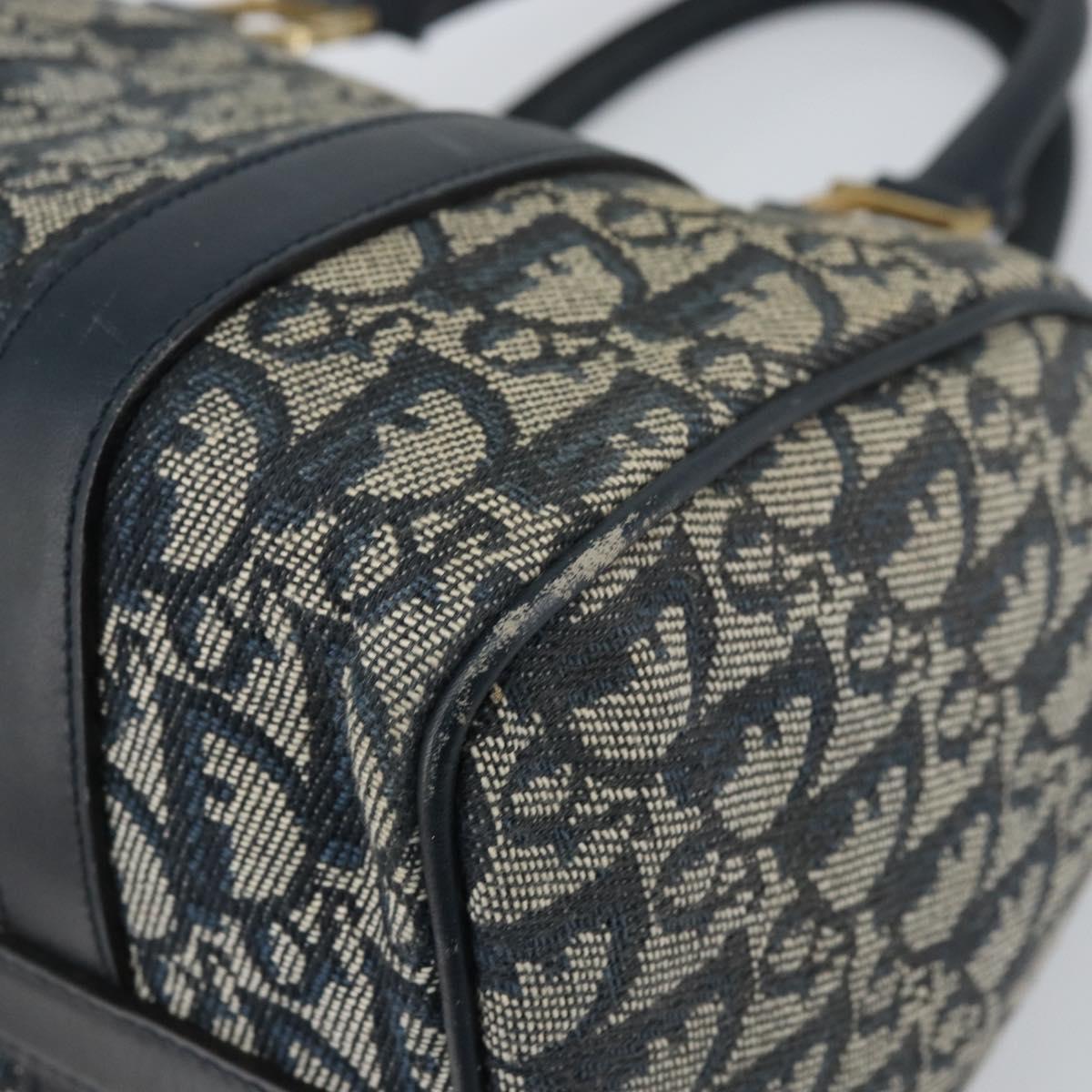 Christian Dior Trotter Canvas Mini Boston Bag Navy Gold Auth 157345 - Jerrillo image 10