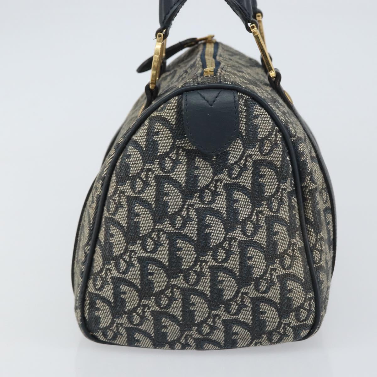 Christian Dior Trotter Canvas Mini Boston Bag Navy Gold Auth 157345 - Jerrillo image 4