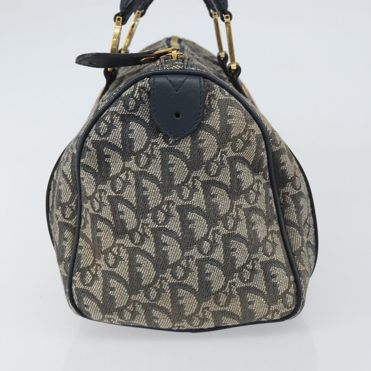 Christian Dior Trotter Canvas Mini Boston Bag Navy Gold Auth 157345 - Jerrillo image 5