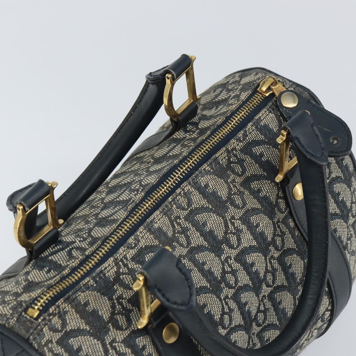 Christian Dior Trotter Canvas Mini Boston Bag Navy Gold Auth 157345 - Jerrillo image 6