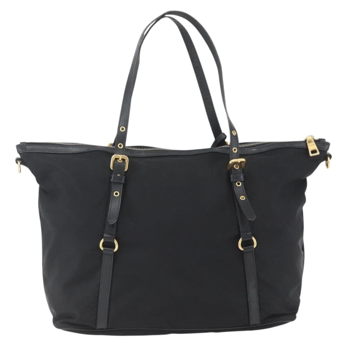 PRADA Tote Bag Nylon Black Gold Auth 166756 - Jerrillo image 2