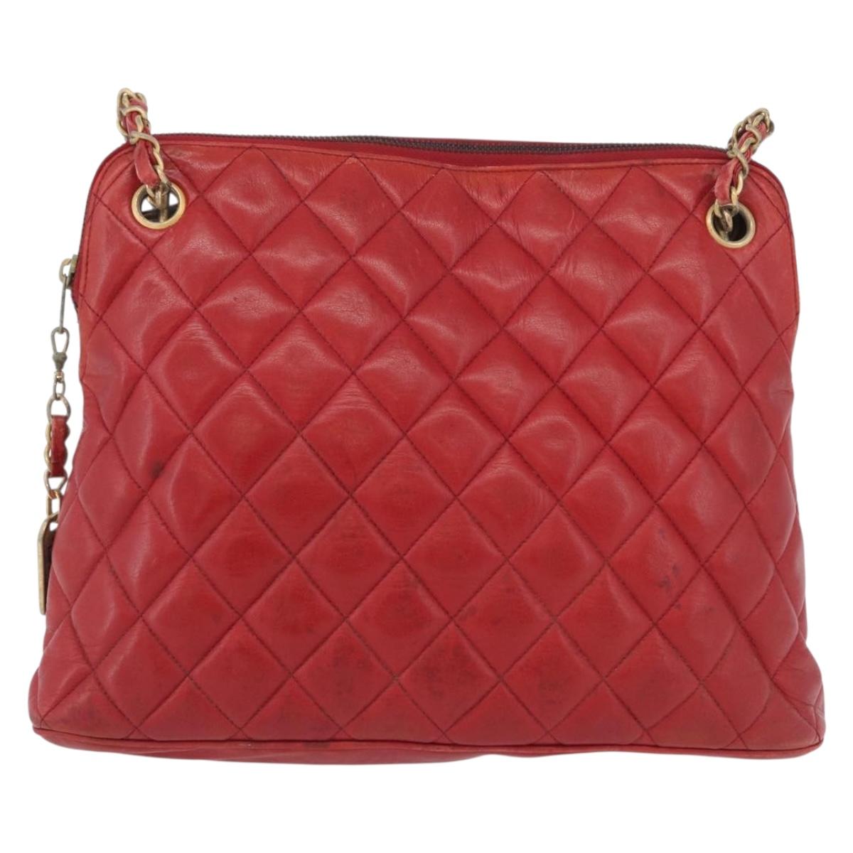 CHANEL Matelasse Chain Shoulder Bag Leather Red Gold CC Auth 169739 - Jerrillo image 2