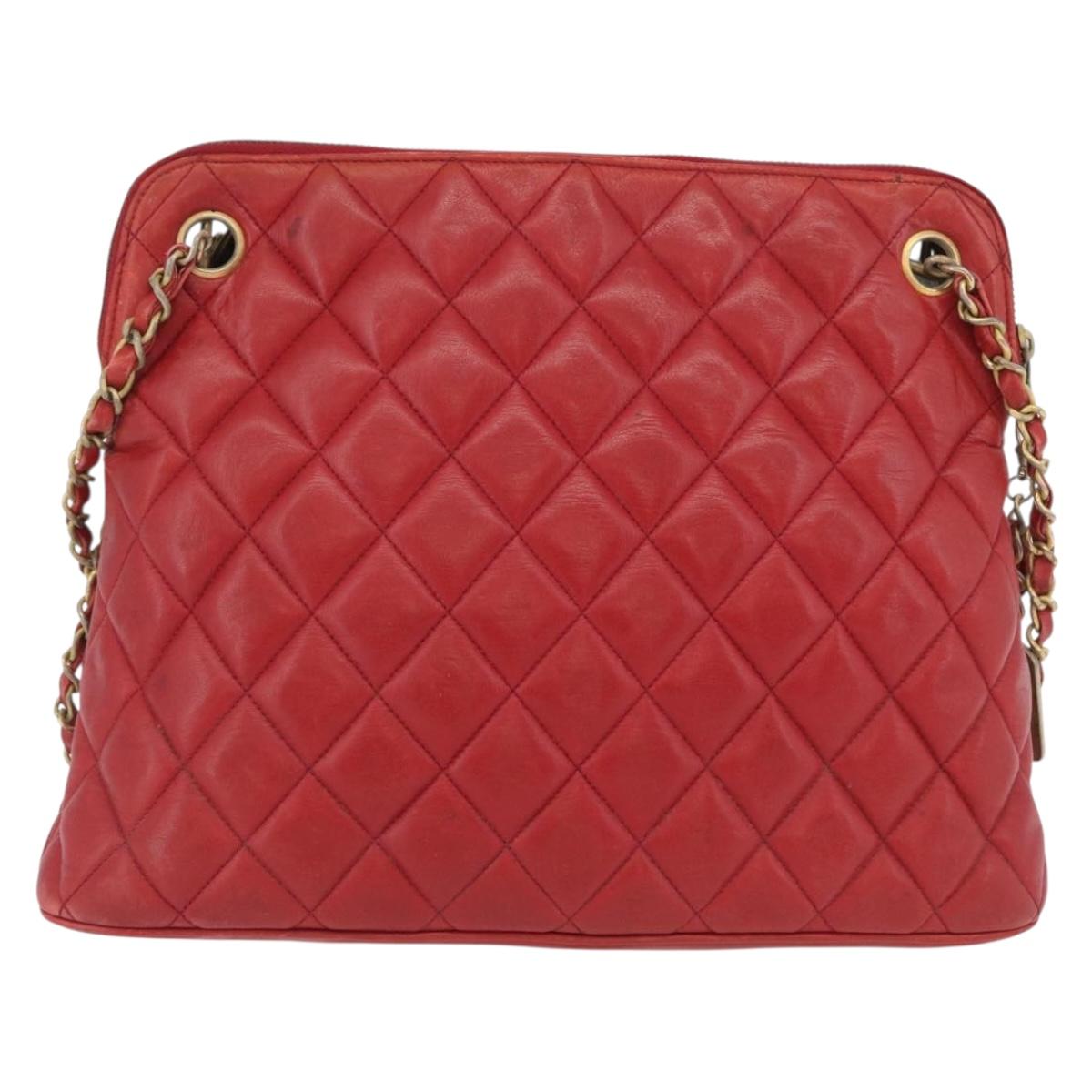 CHANEL Matelasse Chain Shoulder Bag Leather Red Gold CC Auth 169739 - Jerrillo image 3