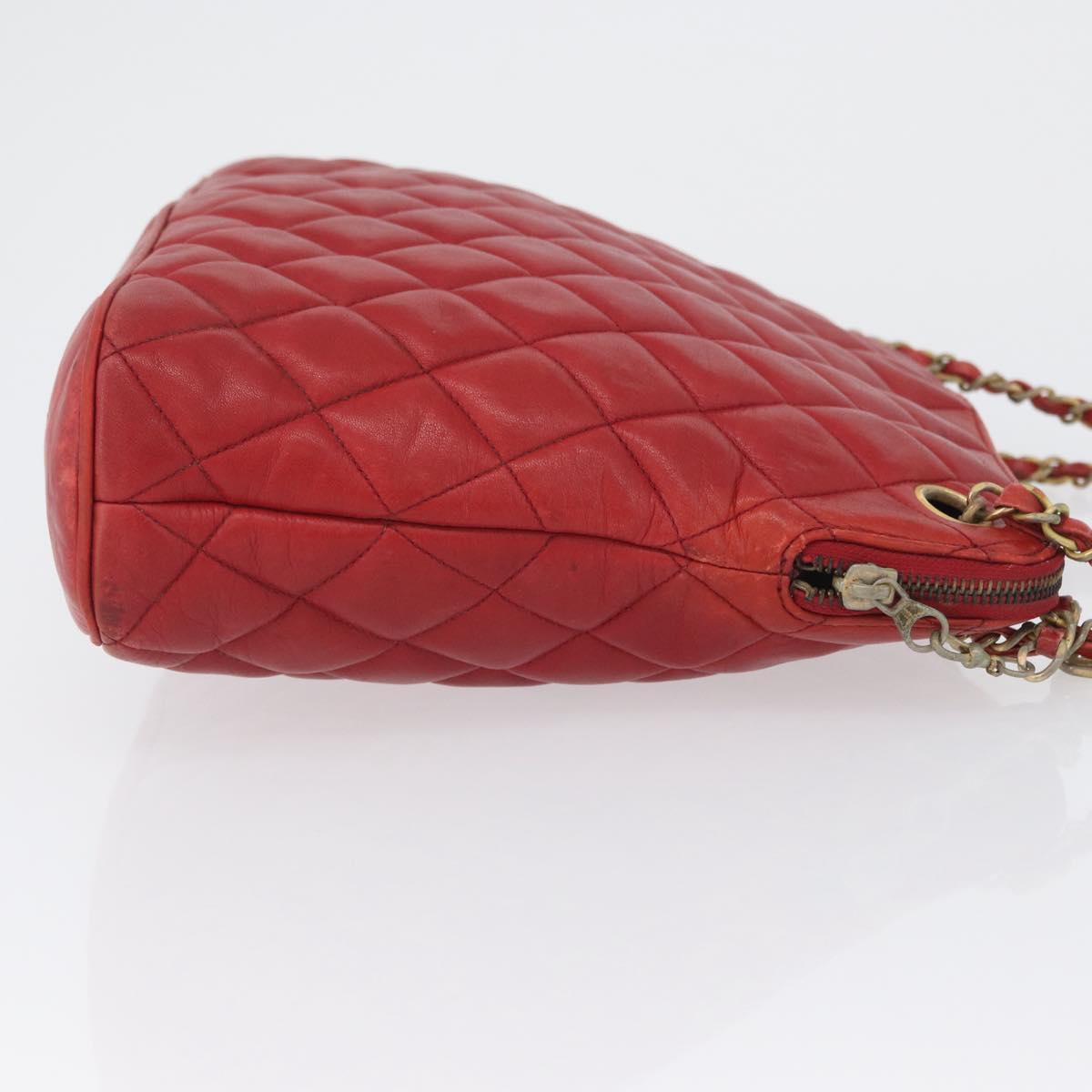 CHANEL Matelasse Chain Shoulder Bag Leather Red Gold CC Auth 169739 - Jerrillo image 4