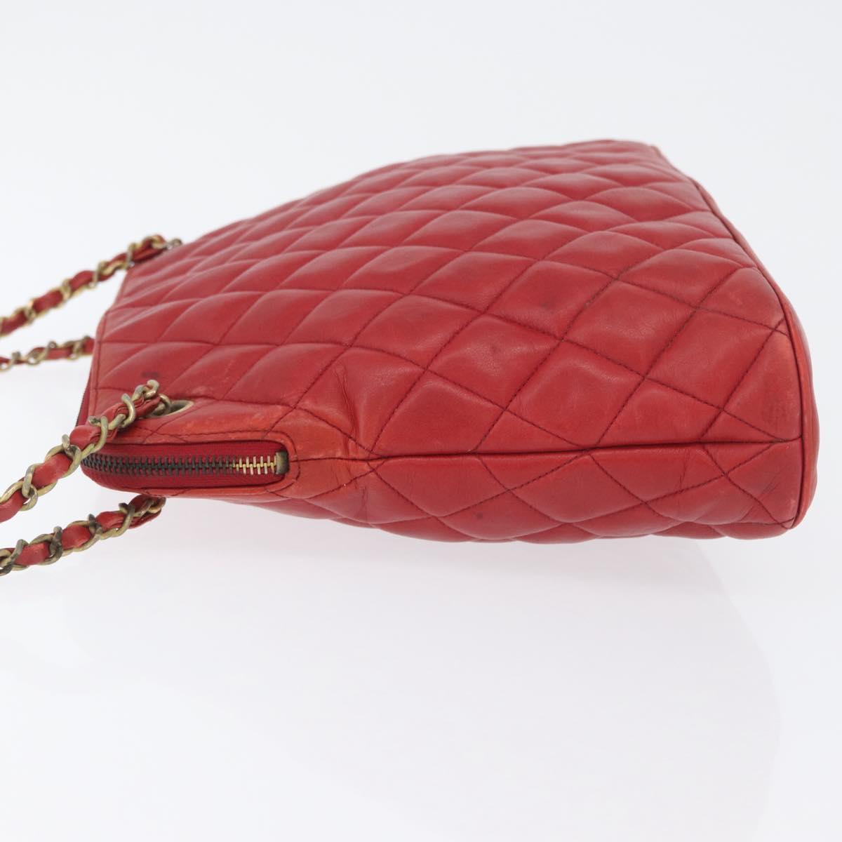 CHANEL Matelasse Chain Shoulder Bag Leather Red Gold CC Auth 169739 - Jerrillo image 5