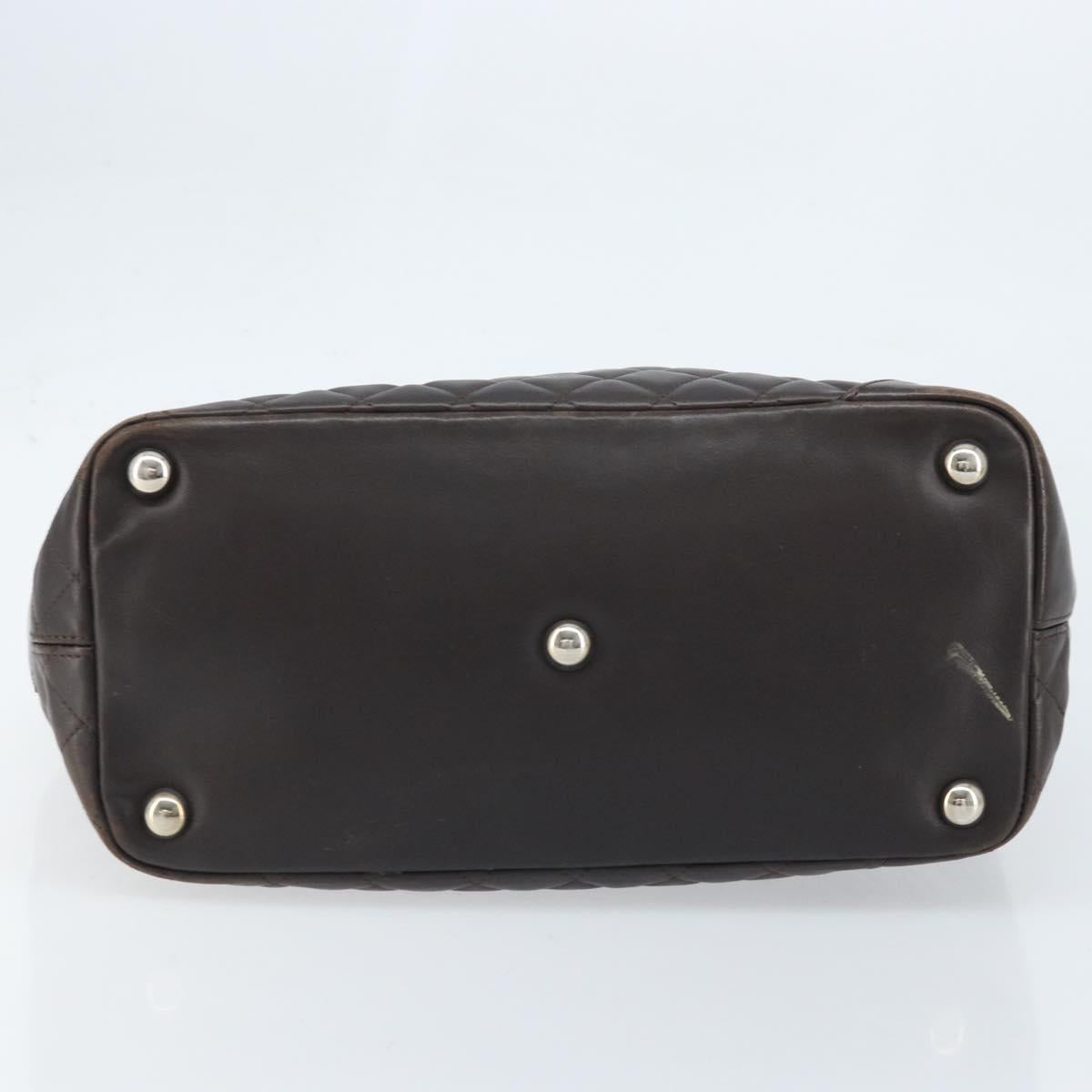 CHANEL Cambon Line Matelasse Tote Bag Leather Brown Silver CC Auth 170655 - Jerrillo image 5