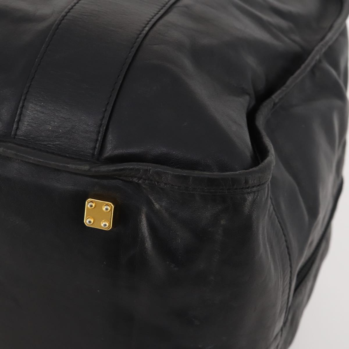 LOEWE Anagram Boston Bag Leather Black Gold Auth 176423 - Jerrillo image 9