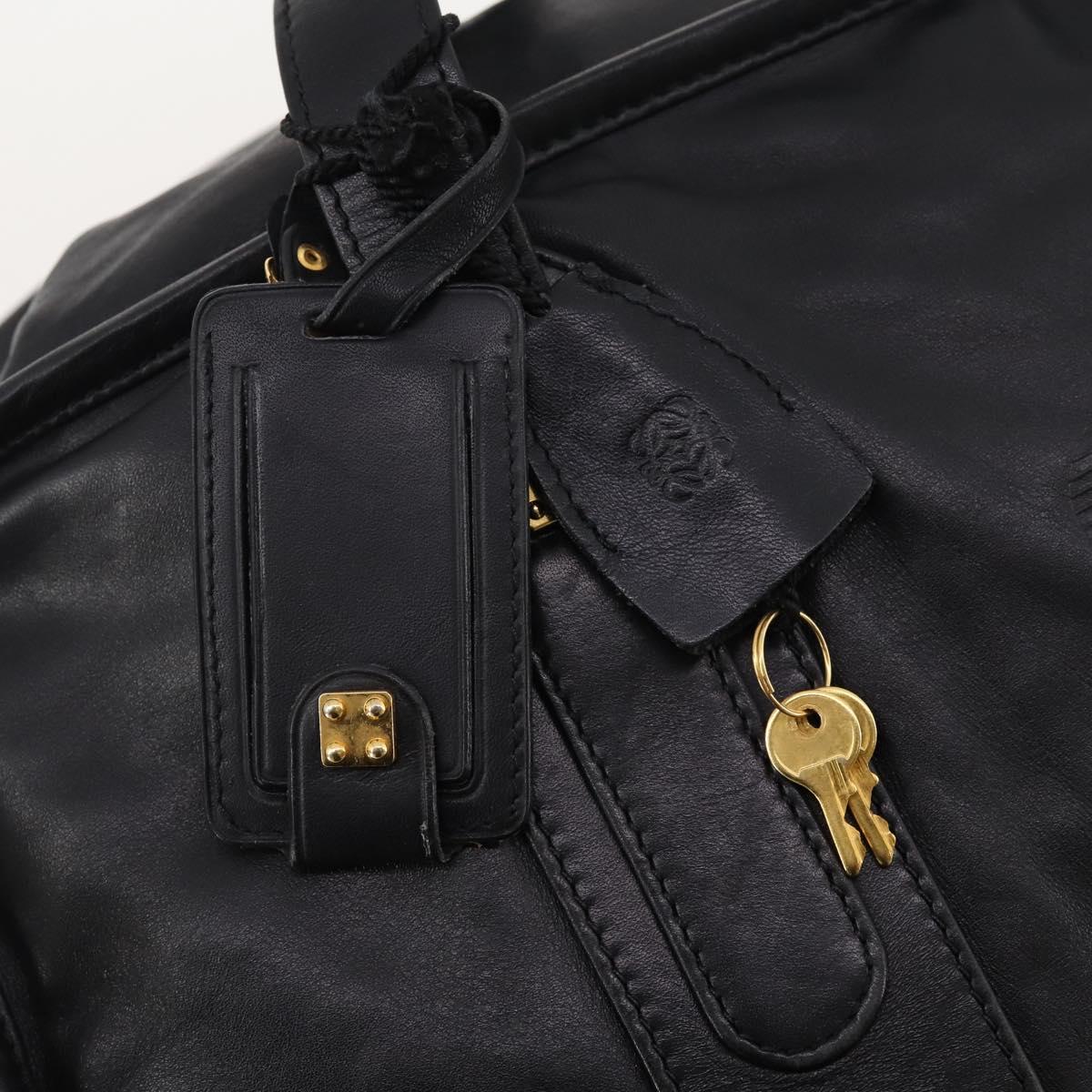 LOEWE Anagram Boston Bag Leather Black Gold Auth 176423 - Jerrillo image 10