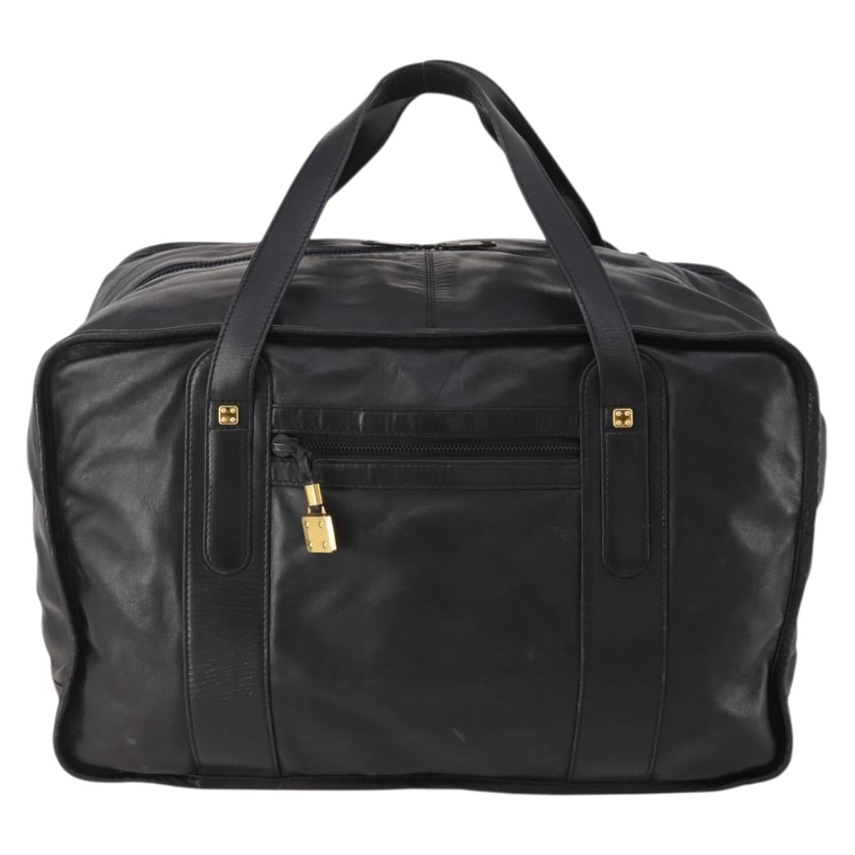 LOEWE Anagram Boston Bag Leather Black Gold Auth 176423 - Jerrillo image 2
