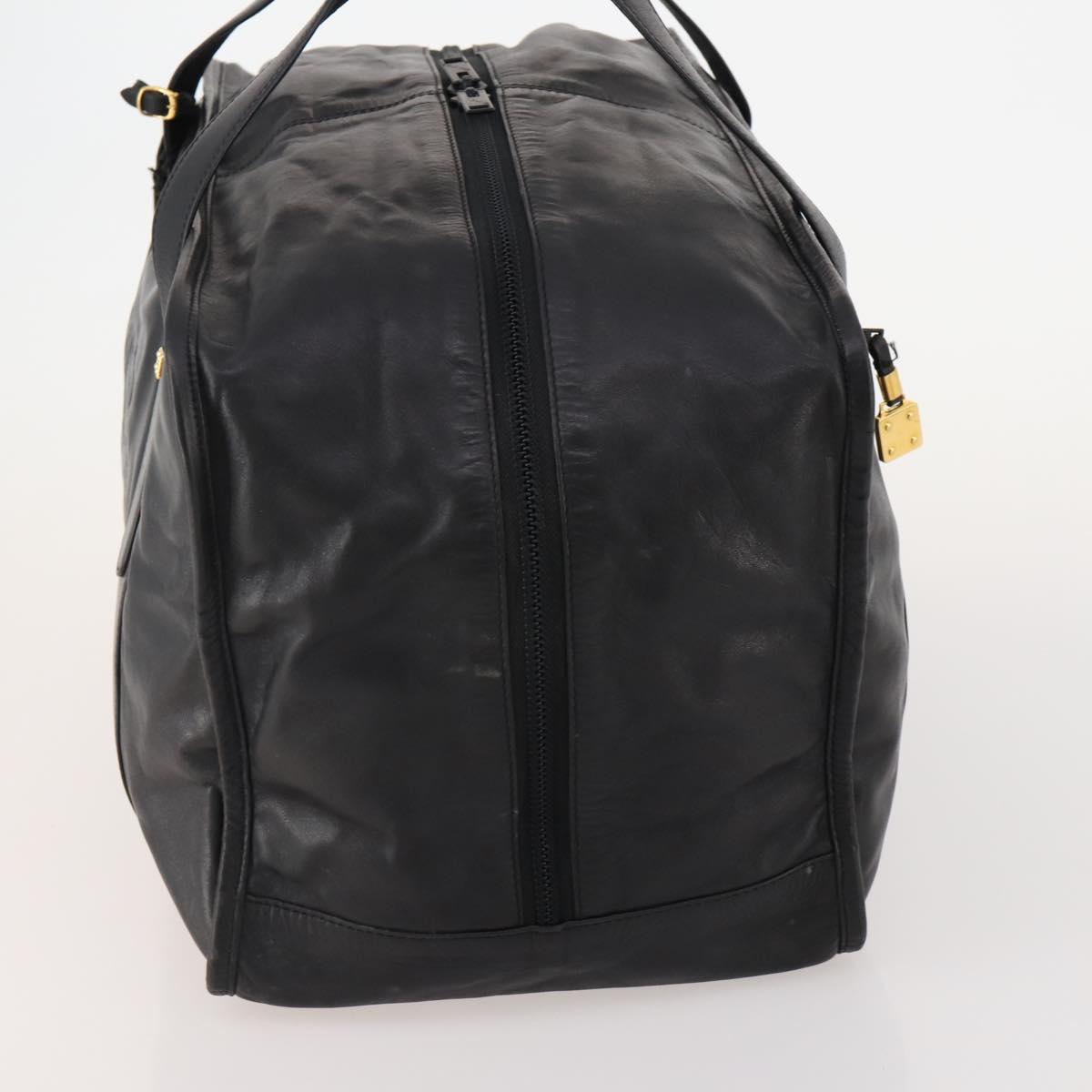 LOEWE Anagram Boston Bag Leather Black Gold Auth 176423 - Jerrillo image 3