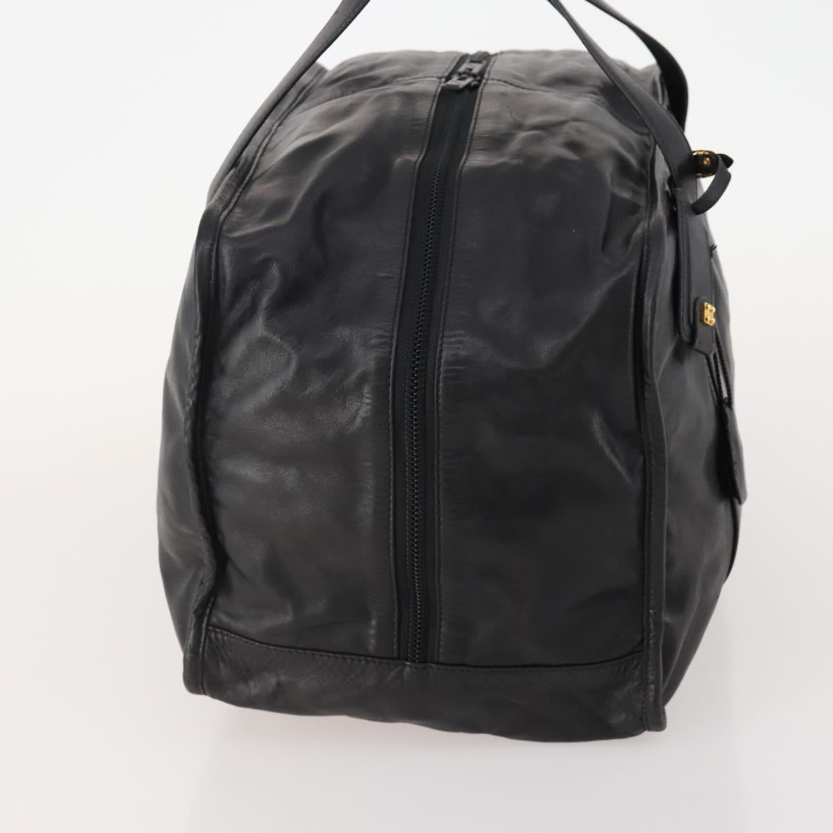 LOEWE Anagram Boston Bag Leather Black Gold Auth 176423 - Jerrillo image 4