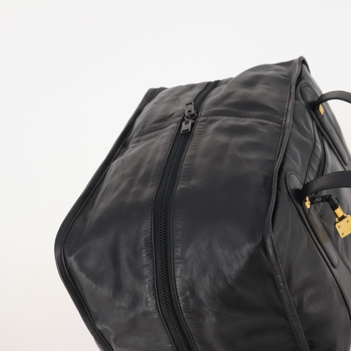 LOEWE Anagram Boston Bag Leather Black Gold Auth 176423 - Jerrillo image 6