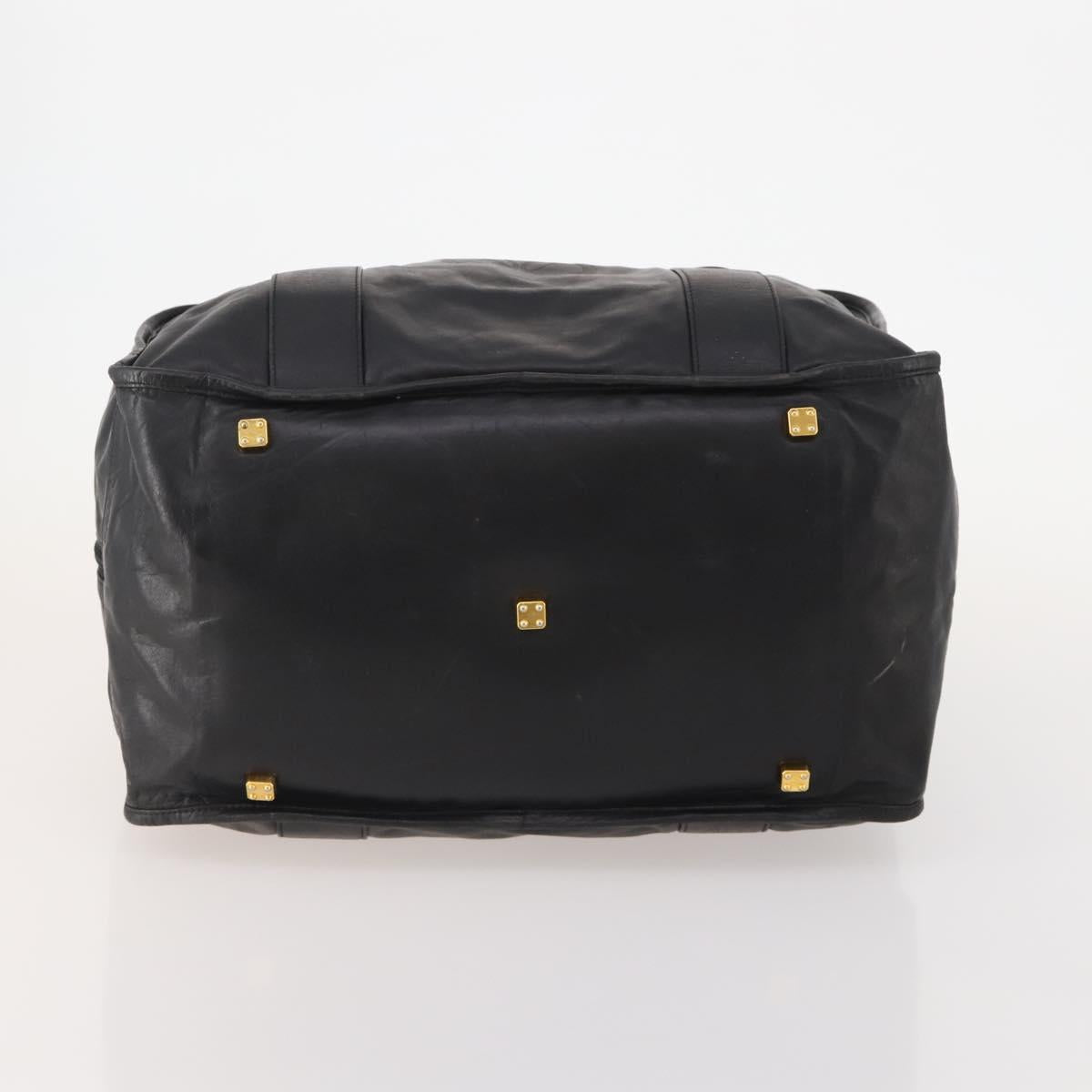 LOEWE Anagram Boston Bag Leather Black Gold Auth 176423 - Jerrillo image 5