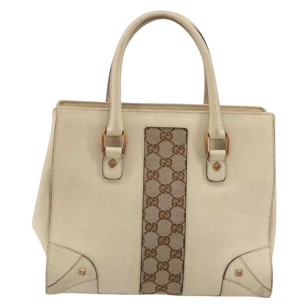 GUCCI GG Canvas Hand Bag Leather Beige Gold 120895 Auth 177265 - Jerrillo image 2