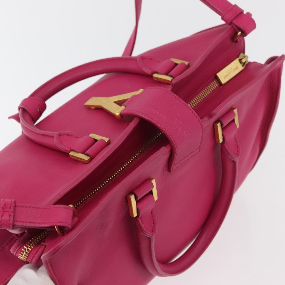 SAINT LAURENT Petit Cabas Hand Bag Leather 2way Pink Gold Auth 178276A - Jerrillo image 6