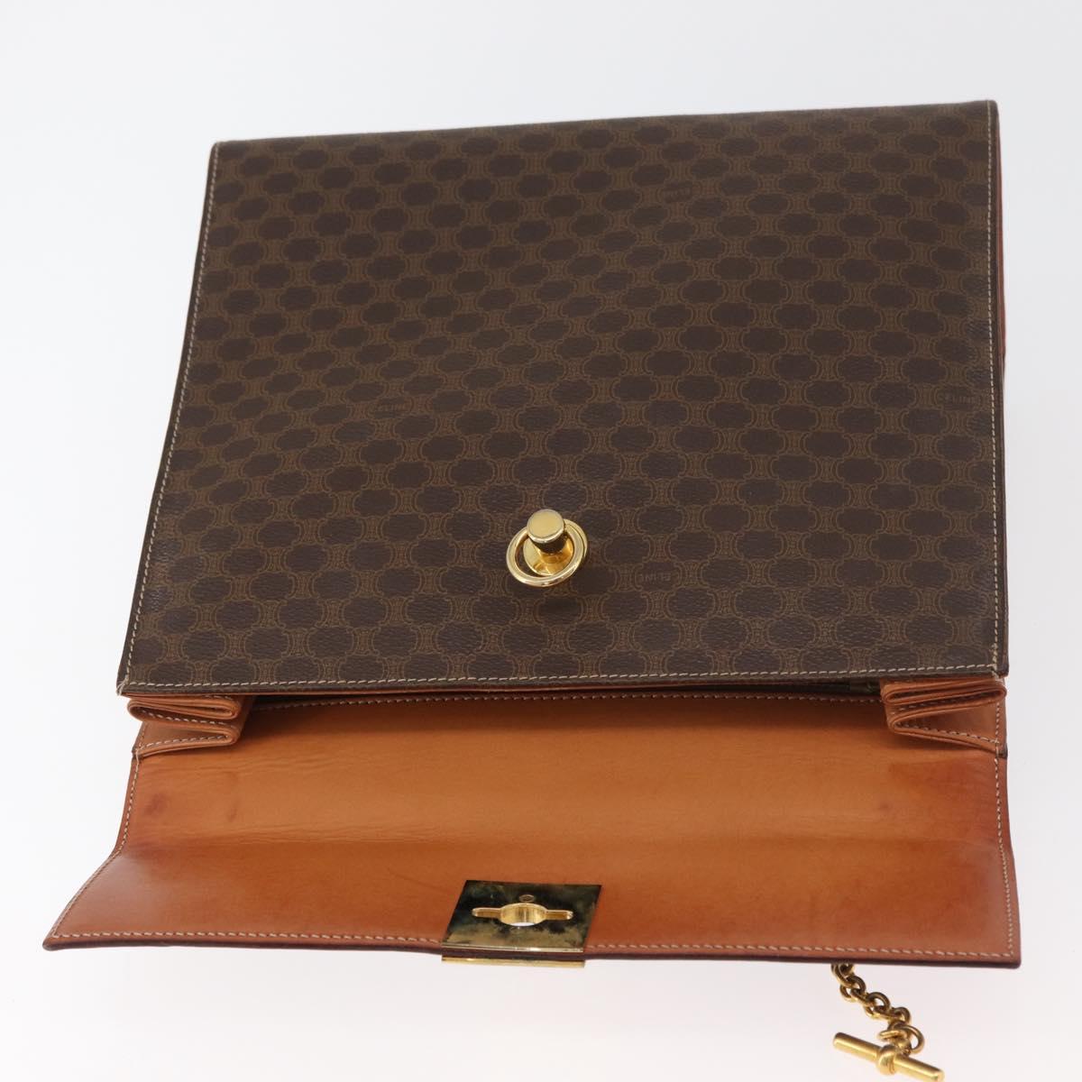 CELINE Macadam Canvas Hand Bag PVC Leather Brown Gold Auth 178653A - Jerrillo image 9
