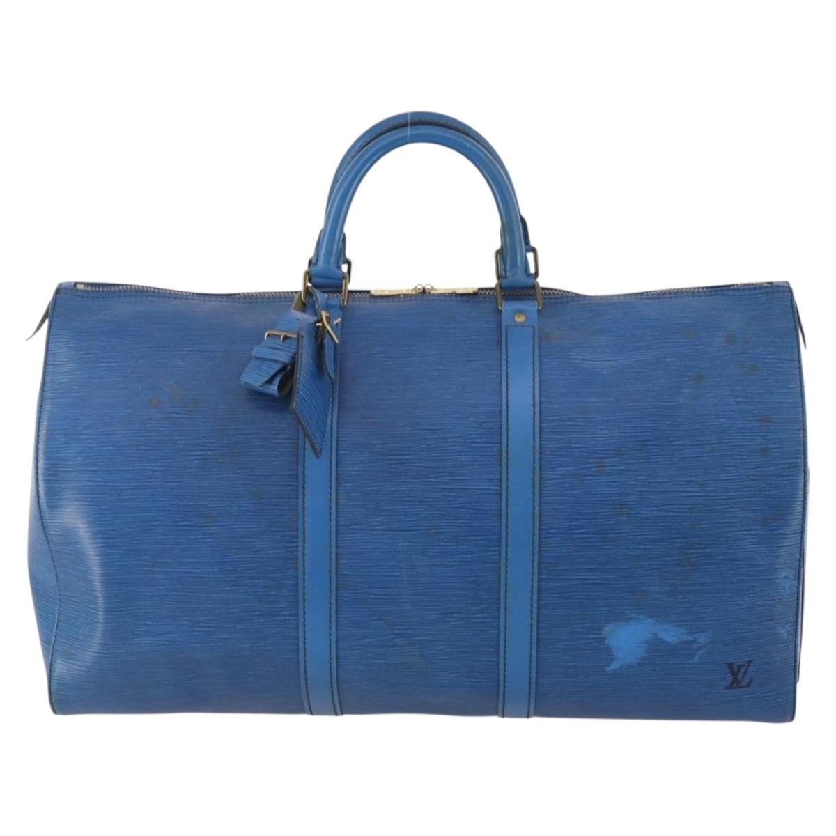 LOUIS VUITTON Epi Keepall 50 Boston Bag Blue M42965 LV Auth 179600 - Jerrillo image 2