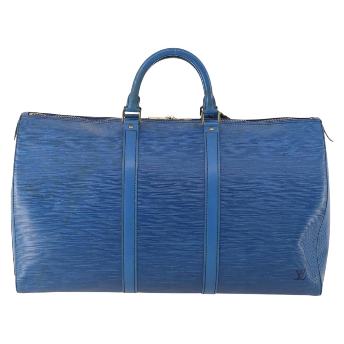 LOUIS VUITTON Epi Keepall 50 Boston Bag Blue M42965 LV Auth 179600 - Jerrillo image 3