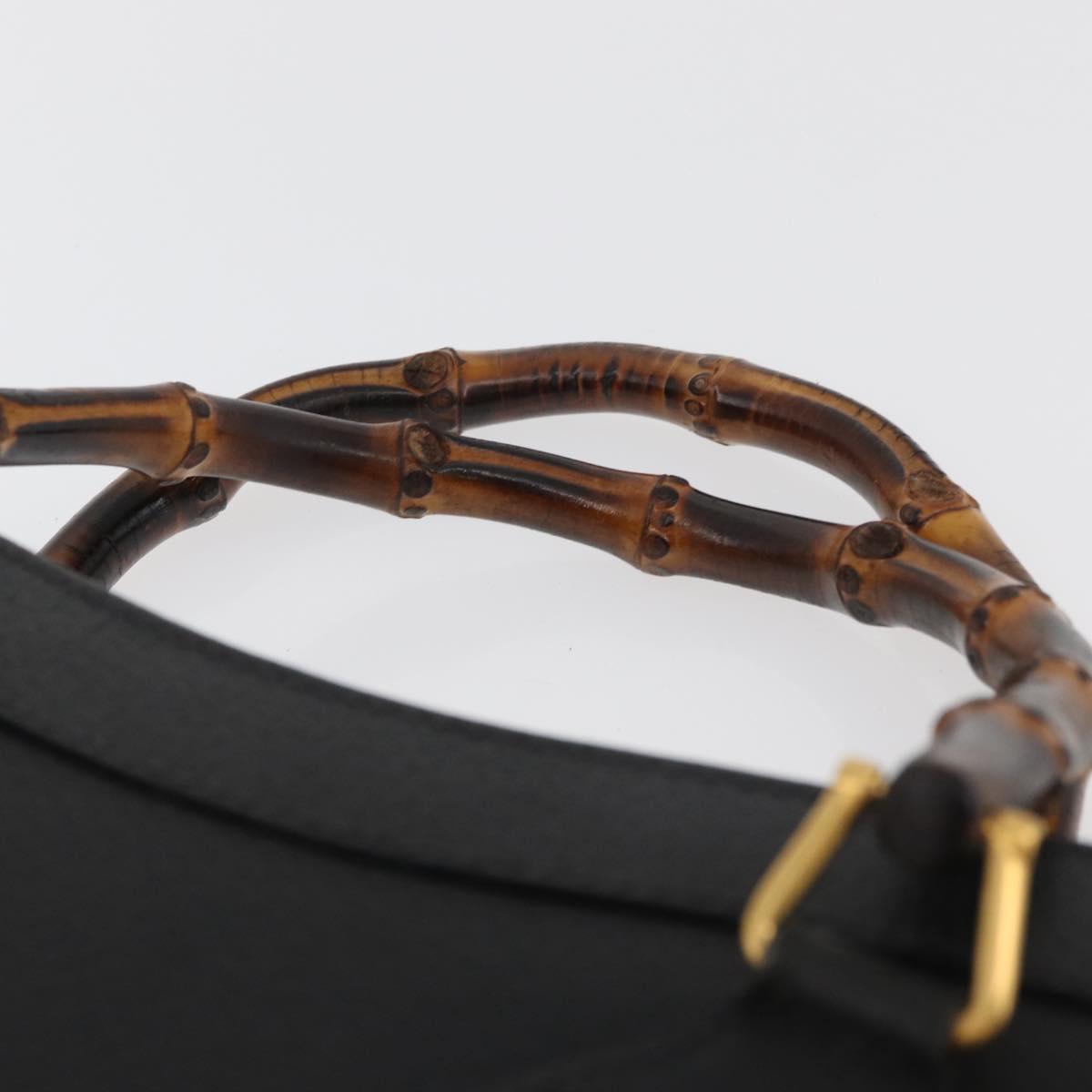 GUCCI Bamboo Tote Bag Leather Black Gold Auth 180054 - Jerrillo image 8