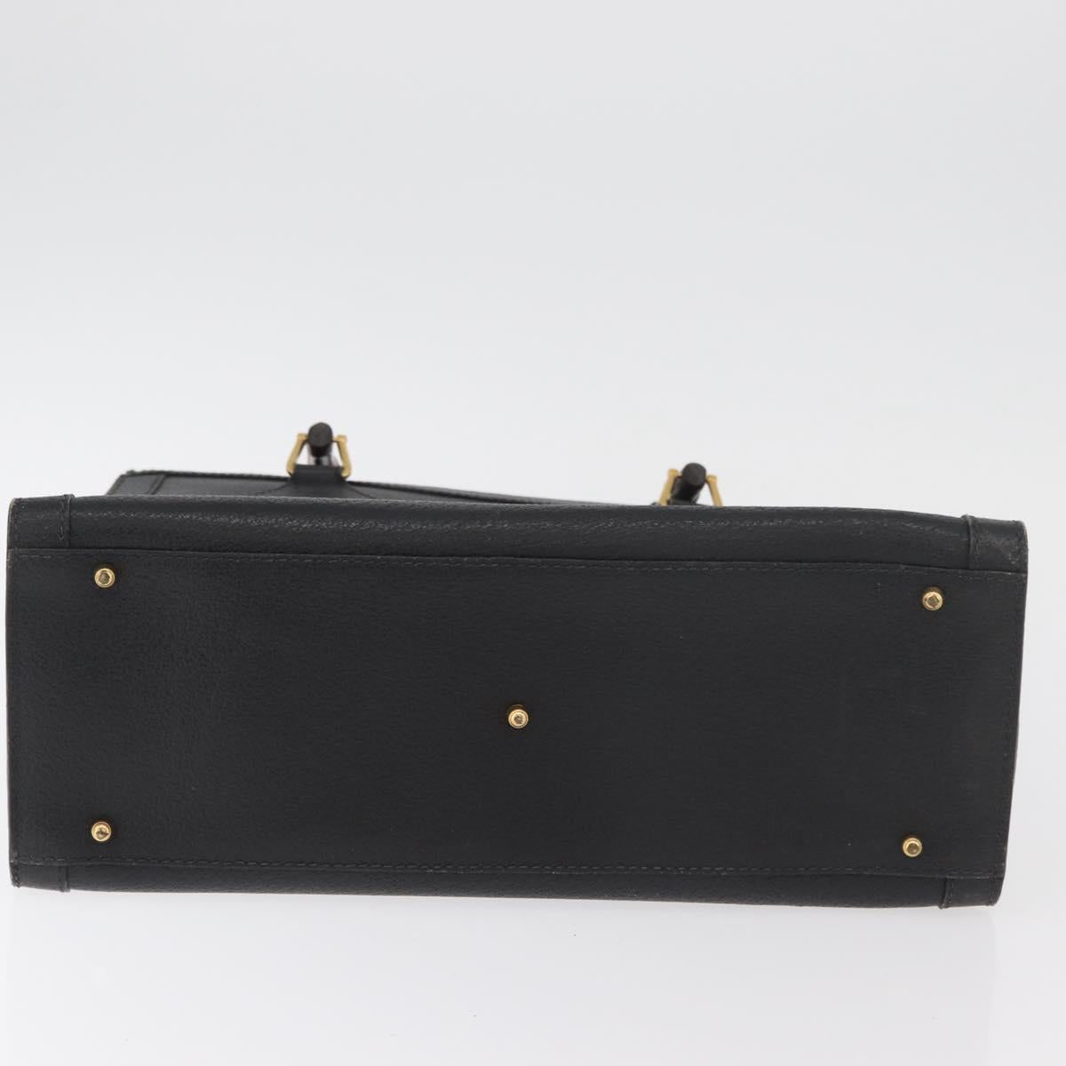 GUCCI Bamboo Tote Bag Leather Black Gold Auth 180054 - Jerrillo image 9