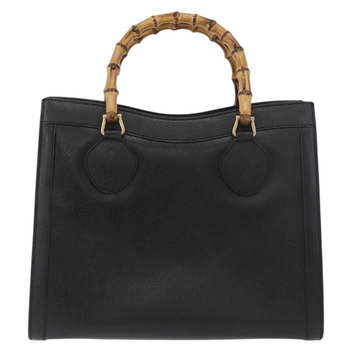 GUCCI Bamboo Tote Bag Leather Black Gold 002 0260 Auth 180119 - Jerrillo image 3