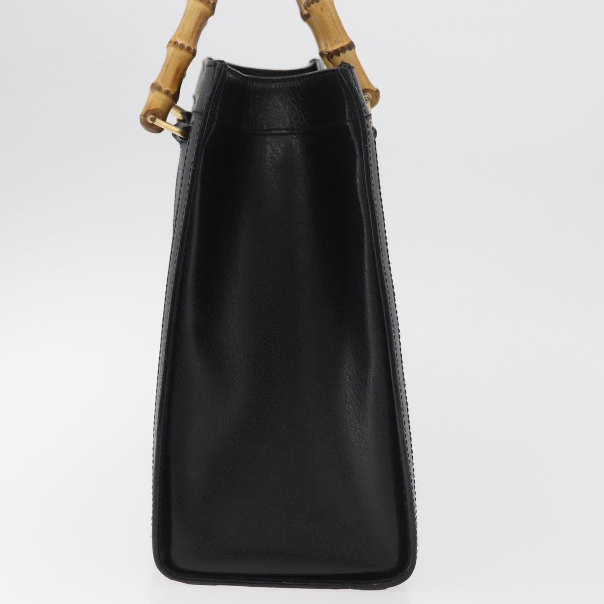GUCCI Bamboo Tote Bag Leather Black Gold 002 0260 Auth 180119 - Jerrillo image 4