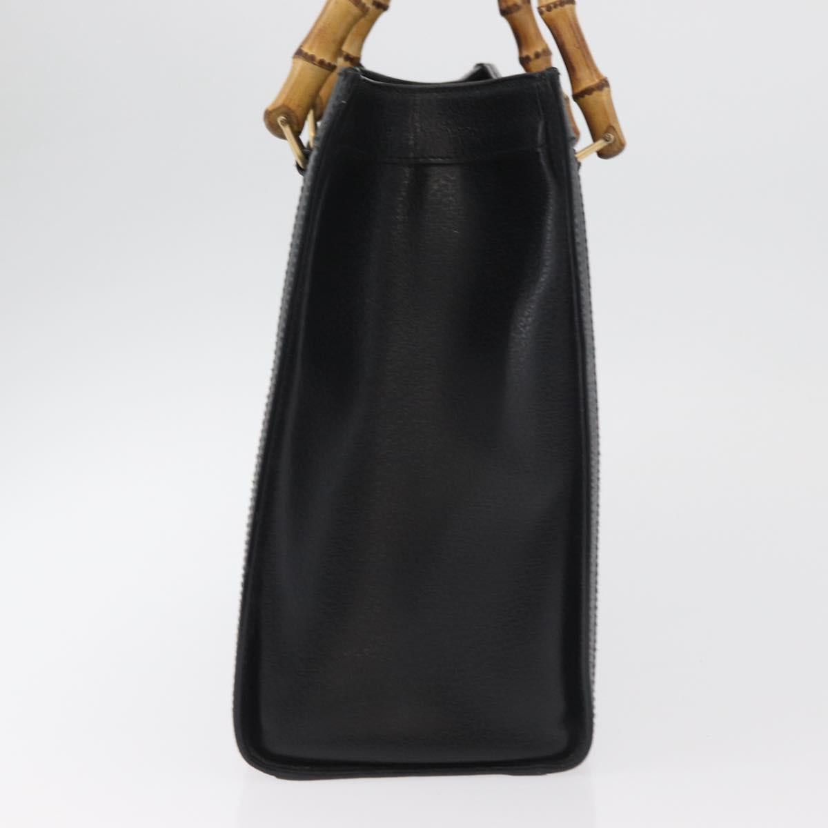 GUCCI Bamboo Tote Bag Leather Black Gold 002 0260 Auth 180119 - Jerrillo image 5