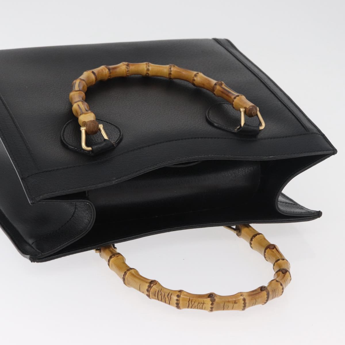 GUCCI Bamboo Tote Bag Leather Black Gold 002 0260 Auth 180119 - Jerrillo image 6