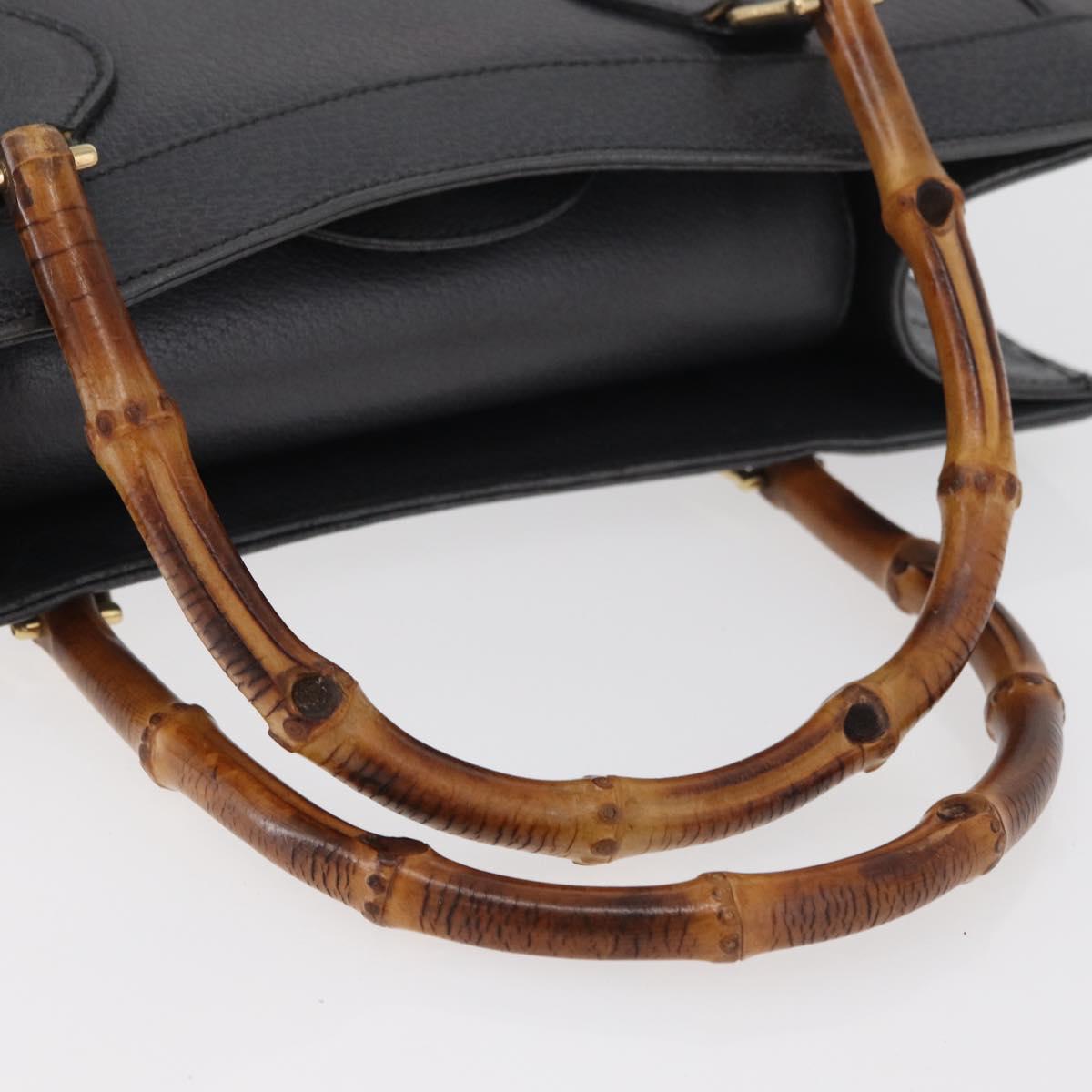 GUCCI Bamboo Tote Bag Leather Black Gold 002 0260 Auth 180220 - Jerrillo image 7