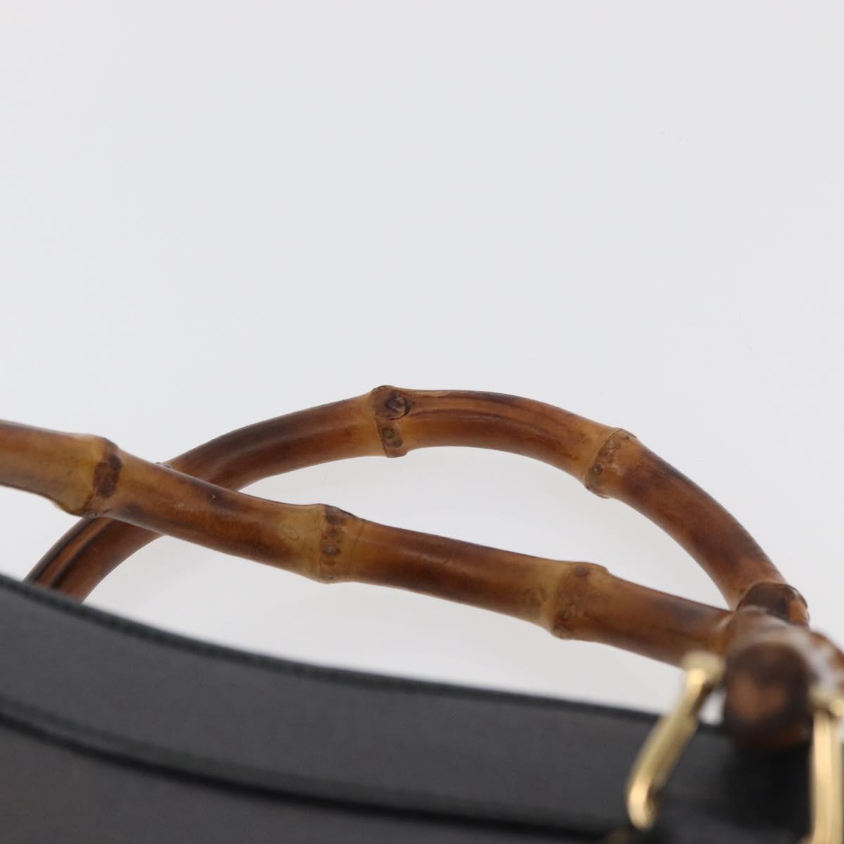 GUCCI Bamboo Tote Bag Leather Black Gold 002 0260 Auth 180220 - Jerrillo image 8