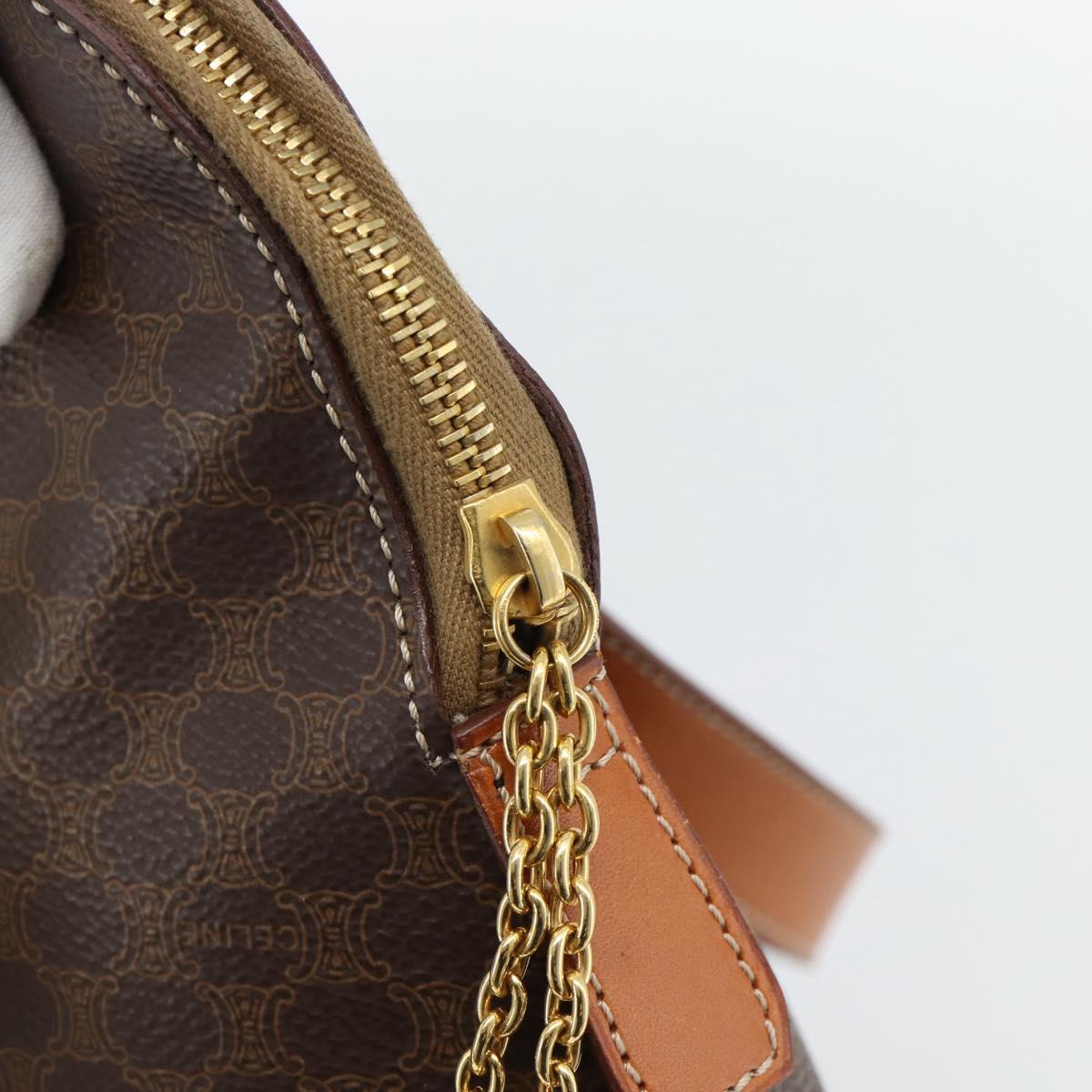 CELINE Macadam Canvas Hand Bag PVC Leather 2way Brown Gold Auth 180489A - Jerrillo image 10