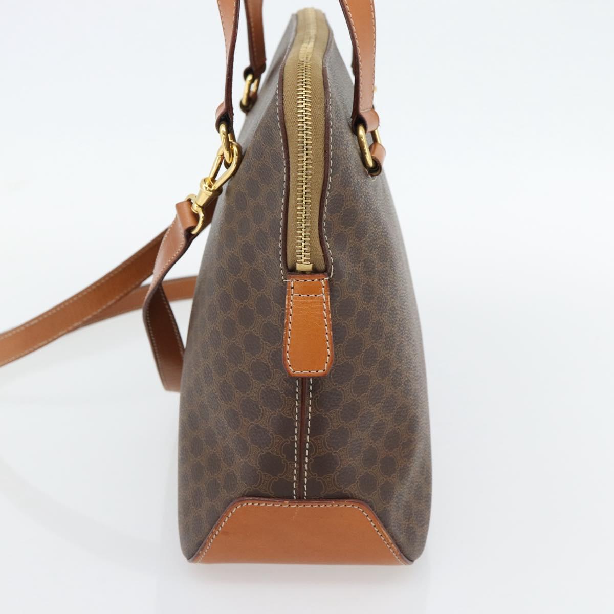 CELINE Macadam Canvas Hand Bag PVC Leather 2way Brown Gold Auth 180489A - Jerrillo image 4