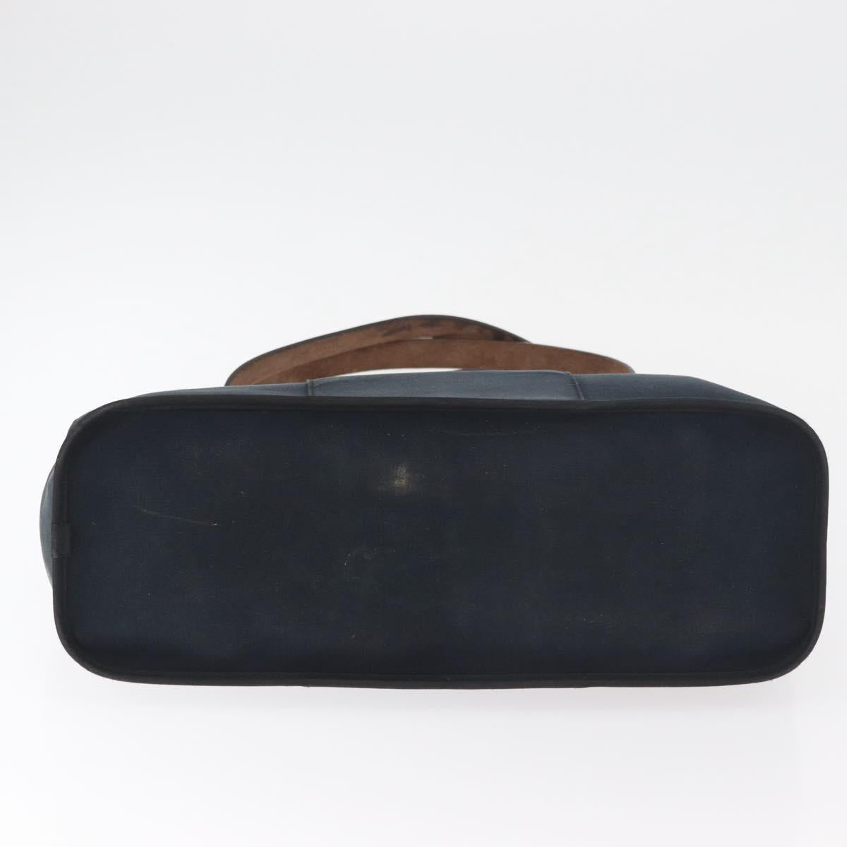 HERMES Cabak Elan Hand Bag Canvas Silver Navy Auth 180754 - Jerrillo image 6