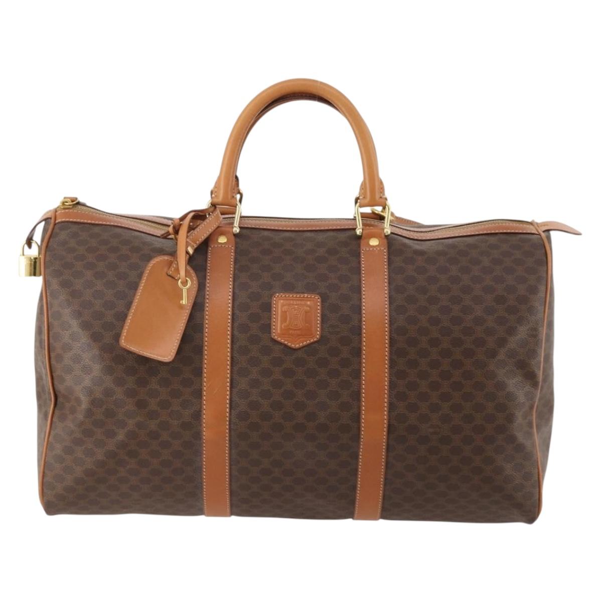CELINE Macadam Canvas Boston Bag PVC Leather 2way Brown Gold Auth 180808A - Jerrillo image 2
