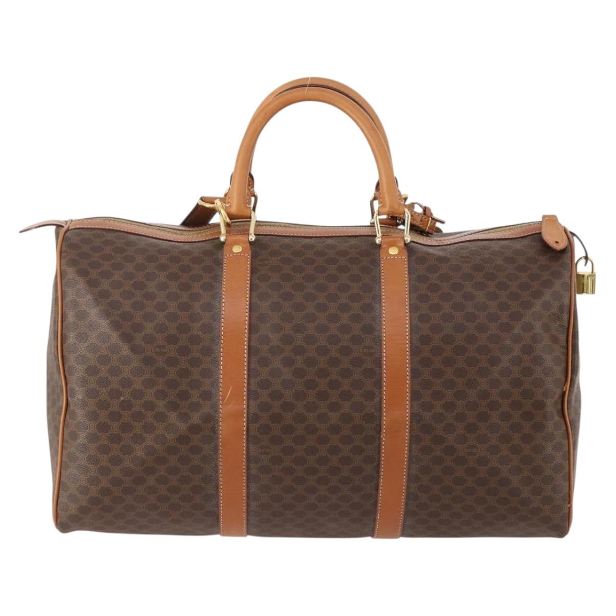 CELINE Macadam Canvas Boston Bag PVC Leather 2way Brown Gold Auth 180808A - Jerrillo image 3