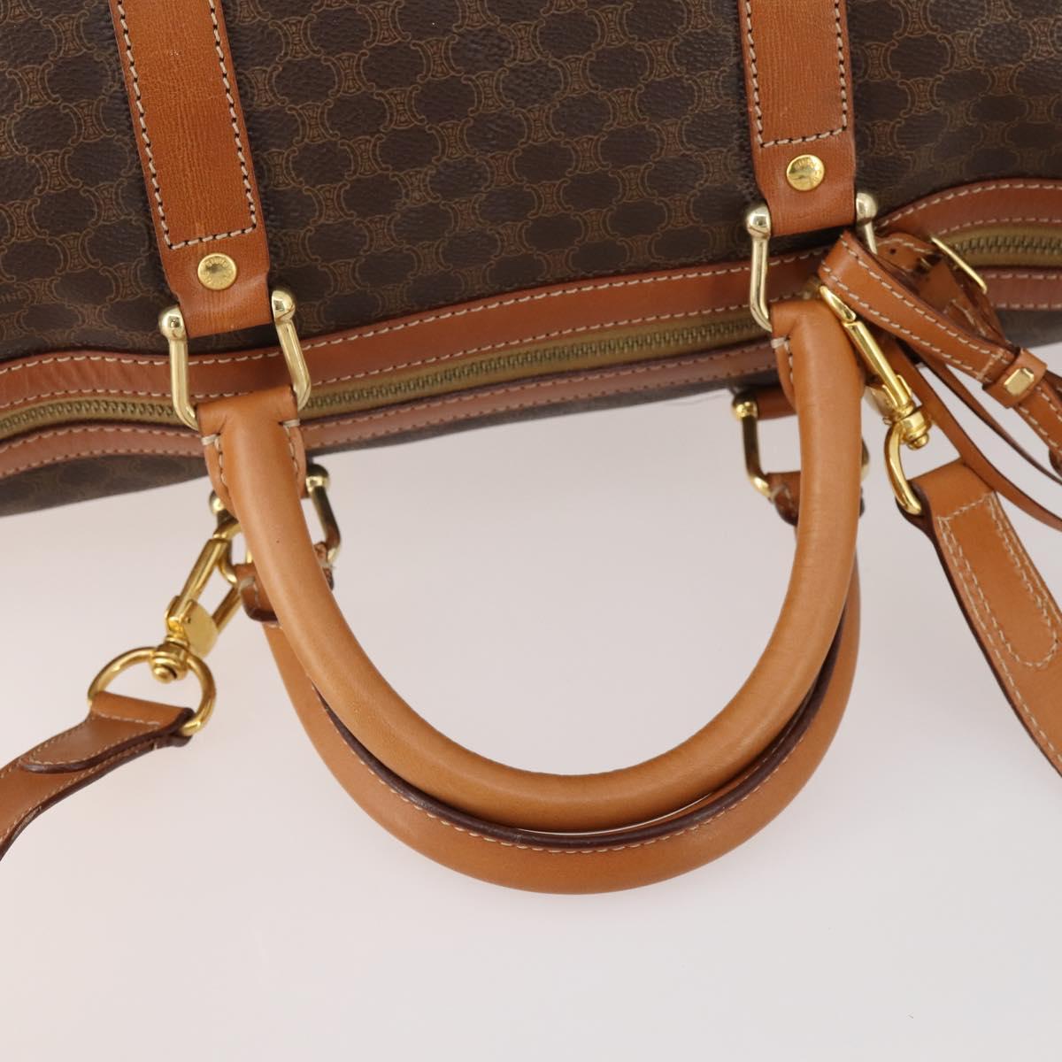 CELINE Macadam Canvas Boston Bag PVC Leather 2way Brown Gold Auth 180808A - Jerrillo image 9