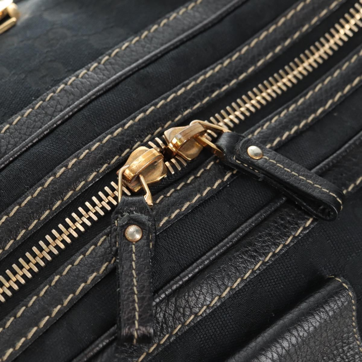GUCCI GG Canvas Sherry Line Histeria Hand Bag Black Gold 186232 Auth 181412V - Jerrillo image 9