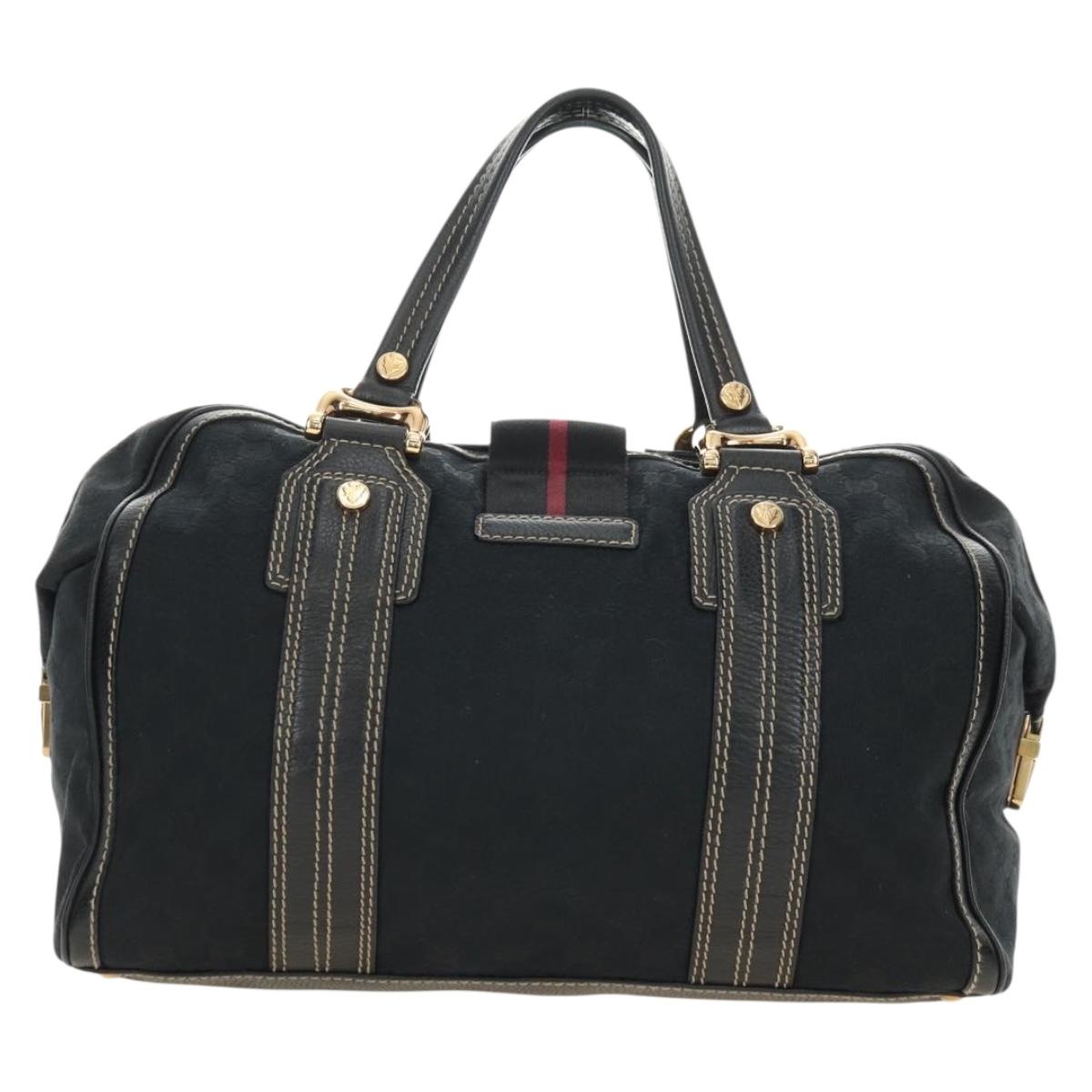 GUCCI GG Canvas Sherry Line Histeria Hand Bag Black Gold 186232 Auth 181412V - Jerrillo image 2