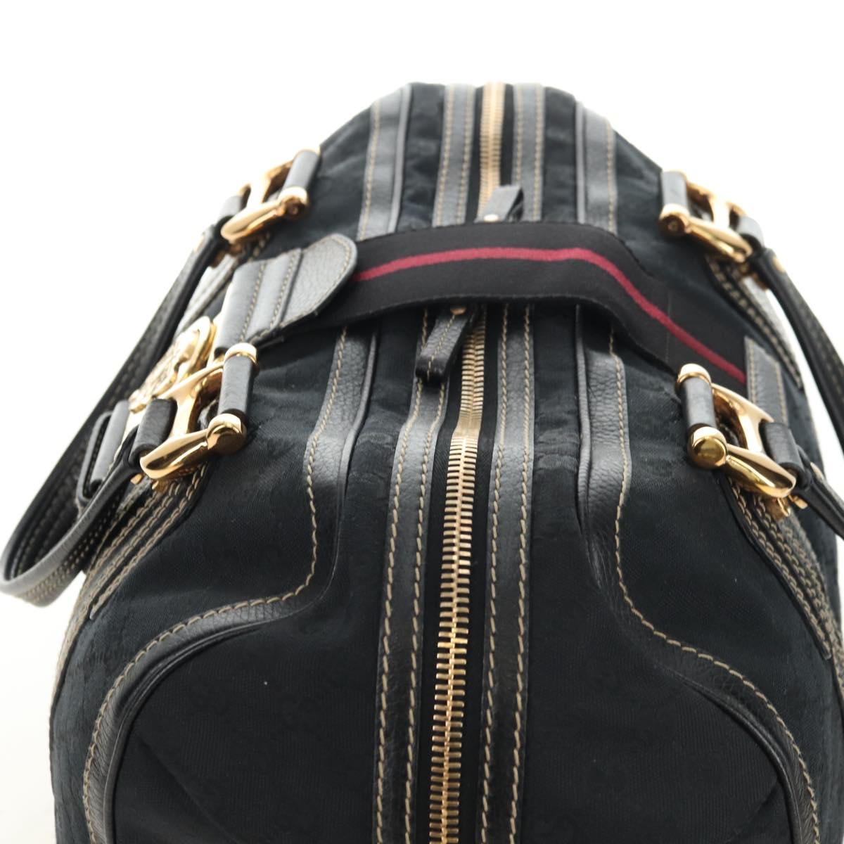 GUCCI GG Canvas Sherry Line Histeria Hand Bag Black Gold 186232 Auth 181412V - Jerrillo image 6
