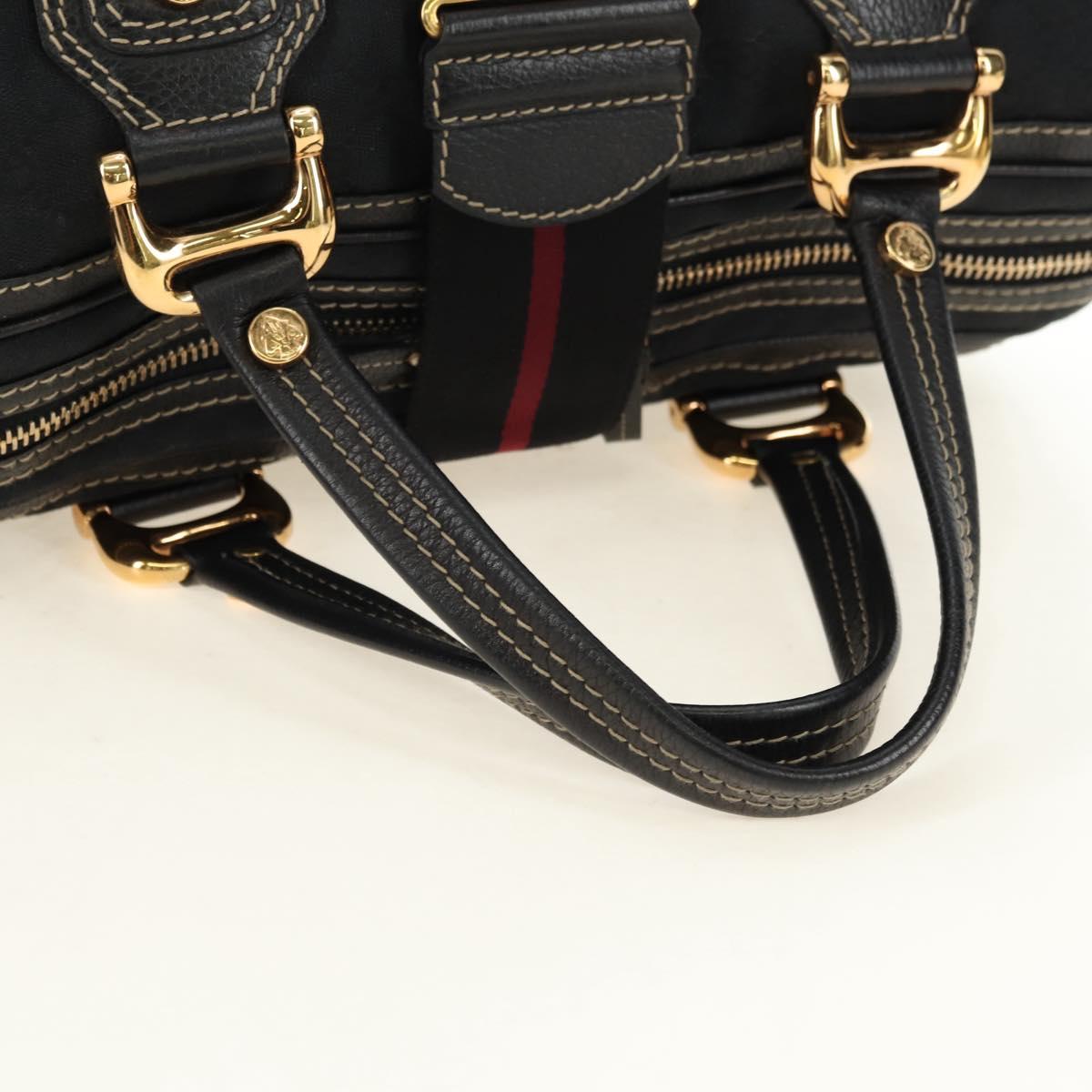 GUCCI GG Canvas Sherry Line Histeria Hand Bag Black Gold 186232 Auth 181412V - Jerrillo image 7