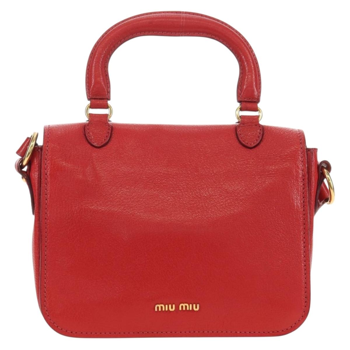 Miu Miu Hand Bag Leather 2way Red Gold Auth 181477V - Jerrillo image 2