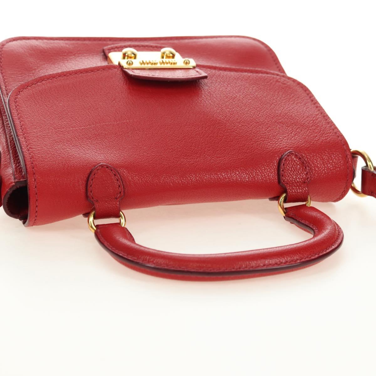 Miu Miu Hand Bag Leather 2way Red Gold Auth 181477V - Jerrillo image 6