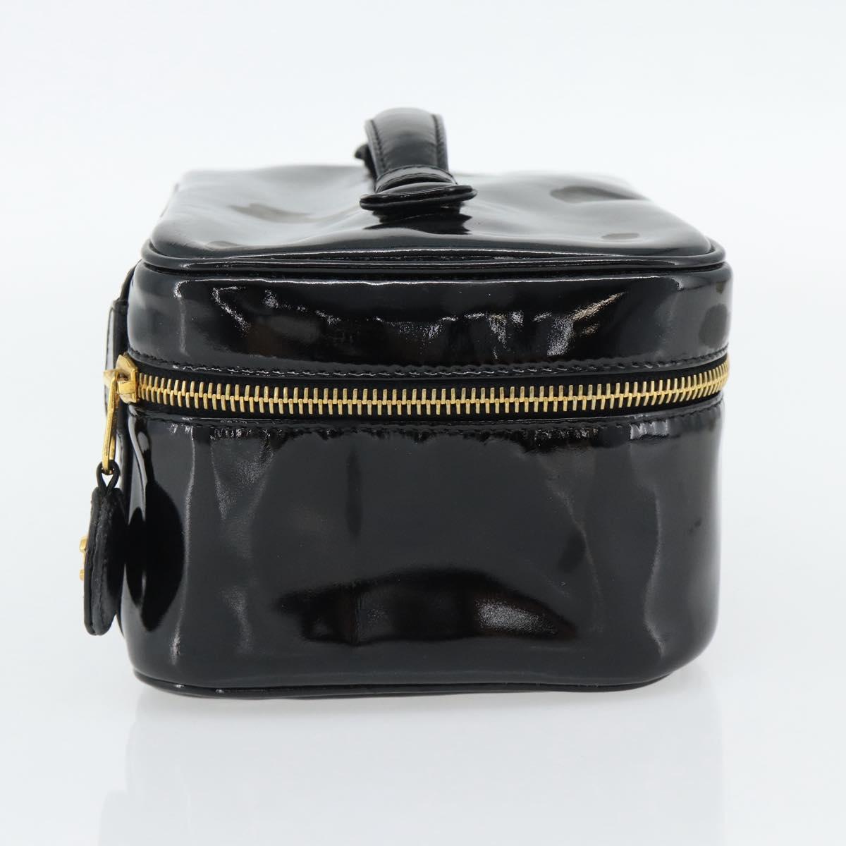 CHANEL COCO Mark Vanity Hand Bag Patent Leather Black Gold CC Auth 181704 - Jerrillo image 4