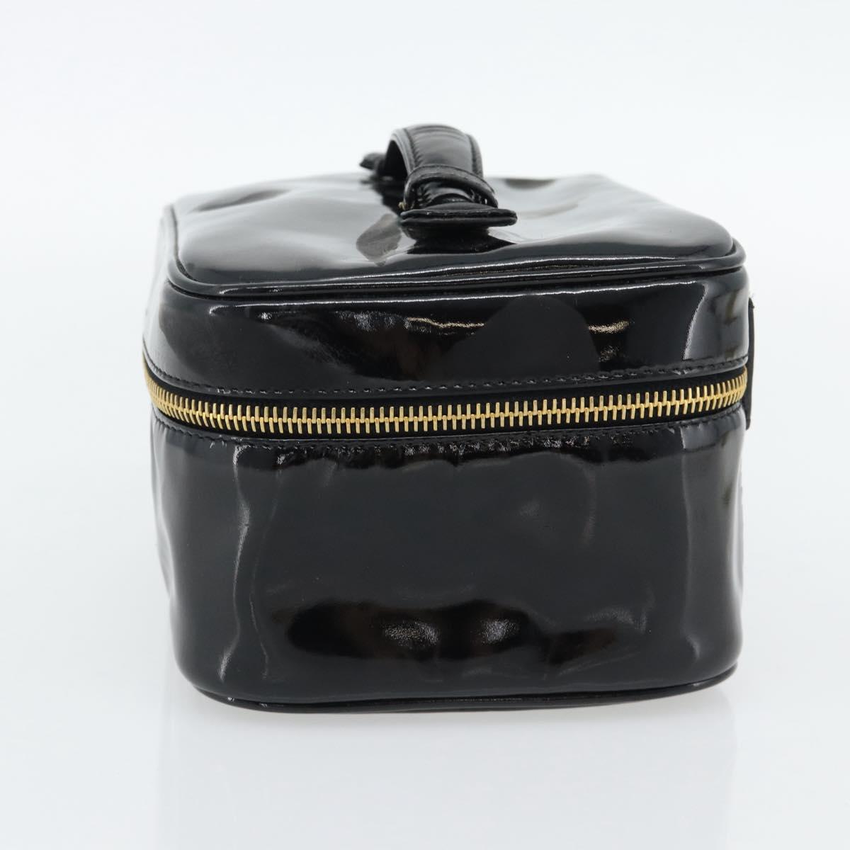 CHANEL COCO Mark Vanity Hand Bag Patent Leather Black Gold CC Auth 181704 - Jerrillo image 5