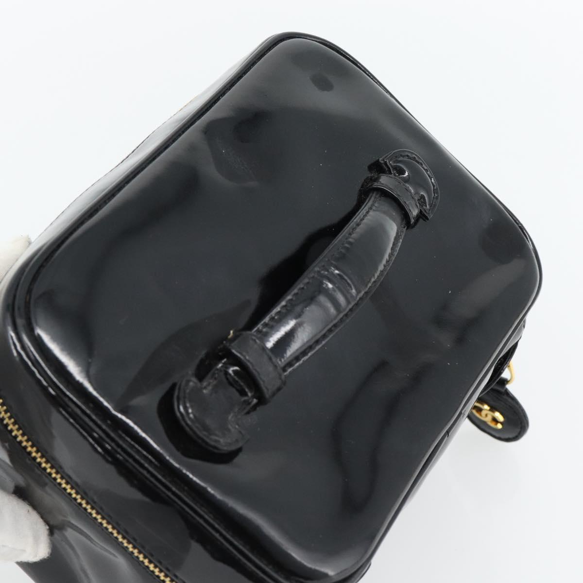 CHANEL COCO Mark Vanity Hand Bag Patent Leather Black Gold CC Auth 181704 - Jerrillo image 6