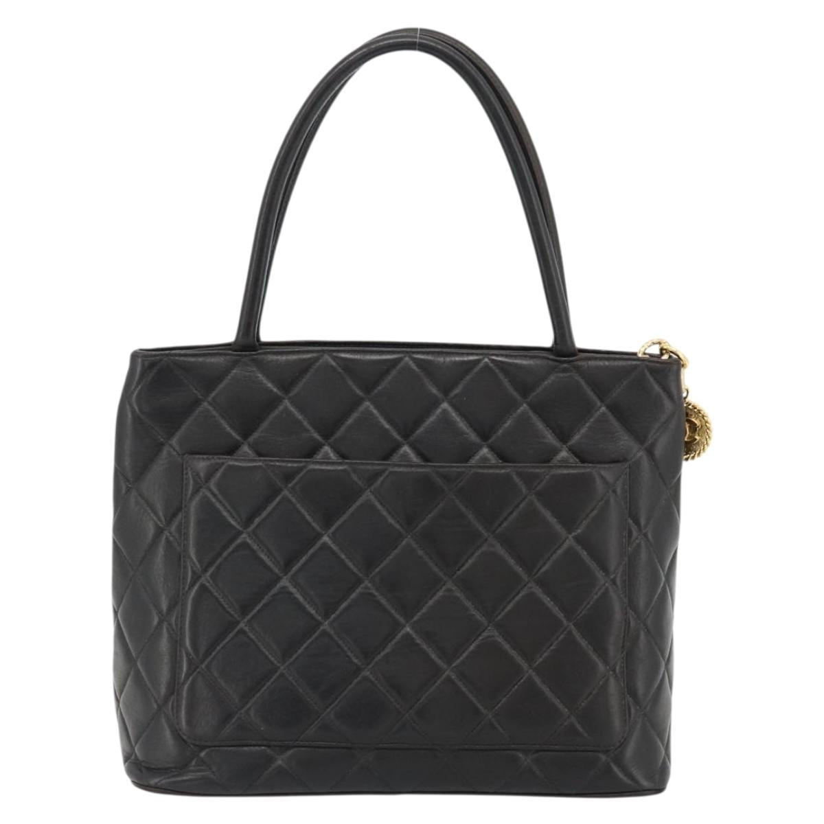 CHANEL Matelasse Reprint Tote Bag Lamb Skin Black Gold CC Auth 181711A - Jerrillo image 2
