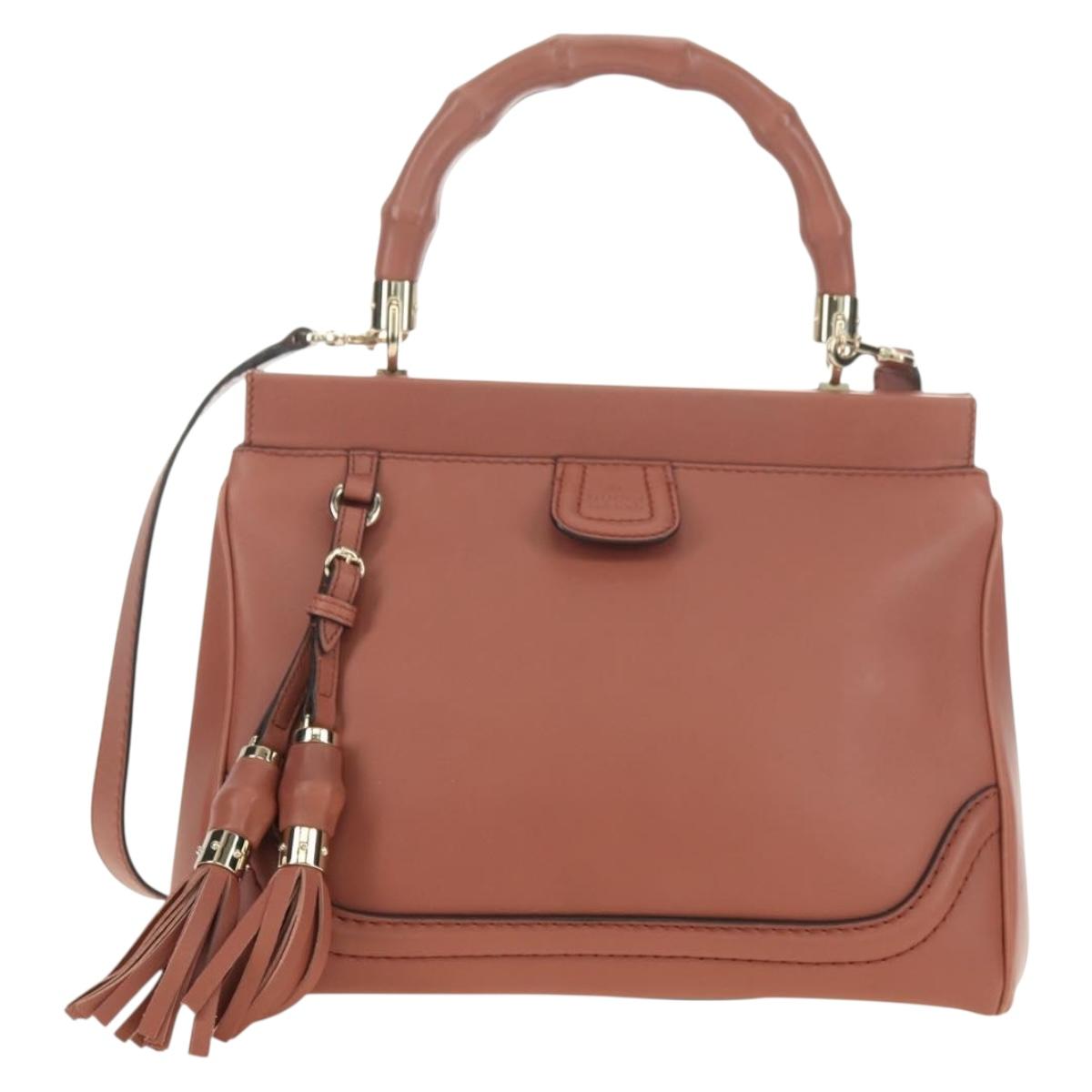 GUCCI Bamboo Hand Bag Leather 2way Pink Gold 308385 Auth 181722V - Jerrillo image 2