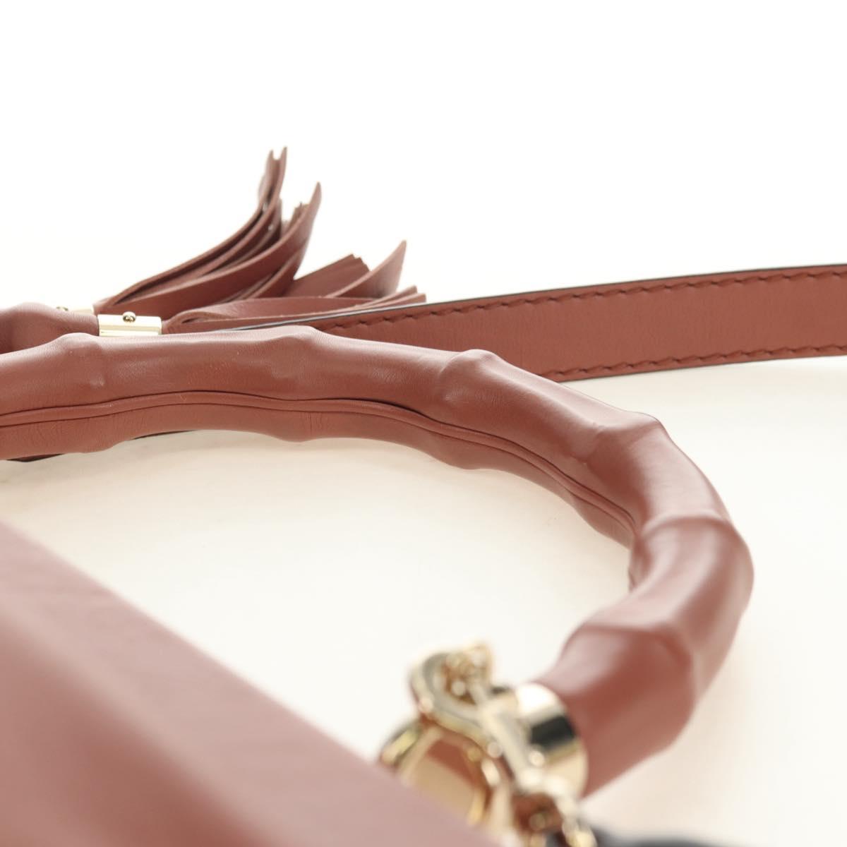 GUCCI Bamboo Hand Bag Leather 2way Pink Gold 308385 Auth 181722V - Jerrillo image 8